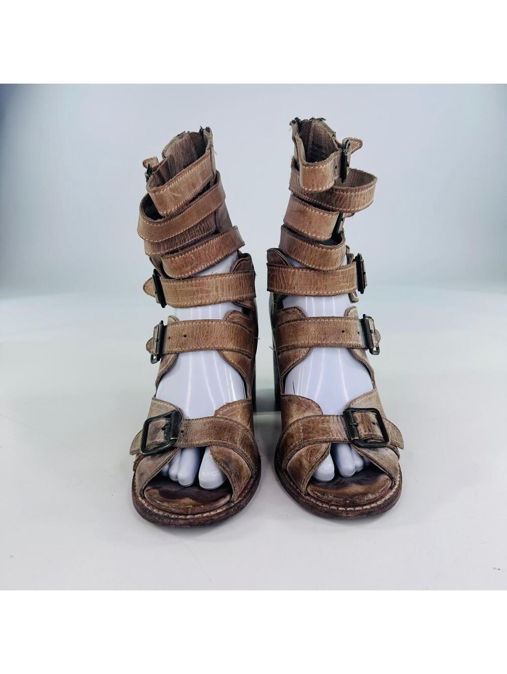 Freebird by Steven Women's Size 6 Bond Beige Leather Gladiator Sandals Boots - Picture 2 of 13